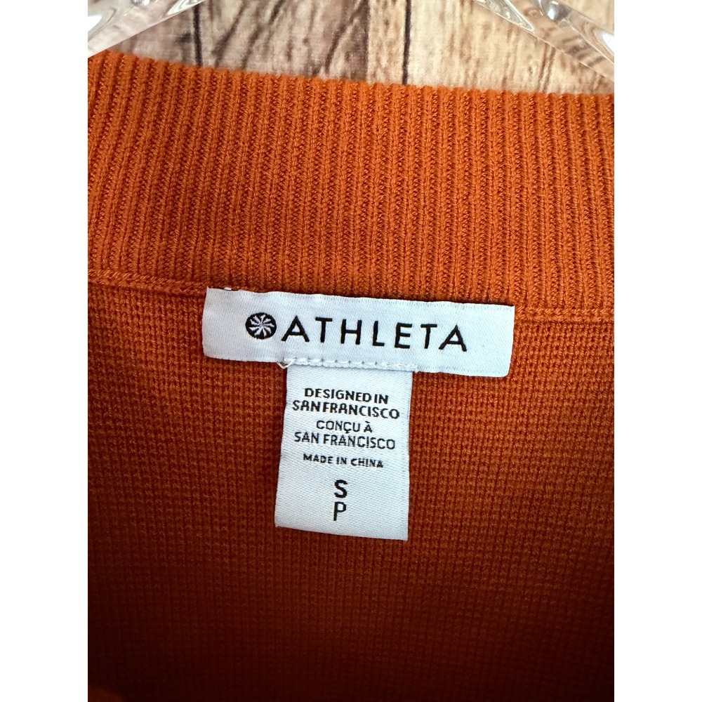 Athleta Sequoia Cardigan‎ Cropped Full Zip Burnt Orange Minimalist Fall Small - Picture 5 of 6